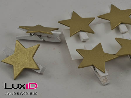 Wooden Stars 19 gold 35x35mm (8pc)